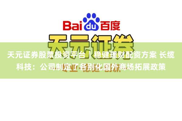 天元证券股票投资平台｜稳健理财配资方案 长缆科技：公司制定了各别化国外商场拓展政策