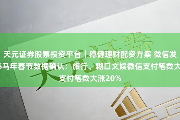 天元证券股票投资平台｜稳健理财配资方案 微信发布2026马年春节数据确认：旅行、糊口文娱微信支付笔数大涨20%